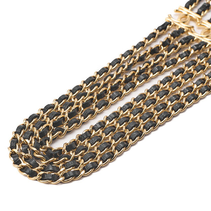 CHANEL Lambskin Matelasse Round Flap Chain Shoulder Black Gold-Tone Hardware, Pre-Owned