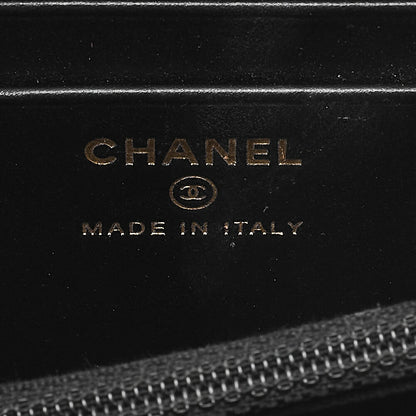 CHANEL Lambskin Matelasse Round Flap Chain Shoulder Black Gold-Tone Hardware, Pre-Owned