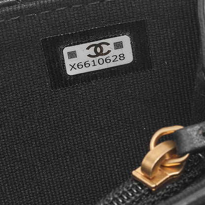 CHANEL Lambskin Matelasse Round Flap Chain Shoulder Black Gold-Tone Hardware, Pre-Owned