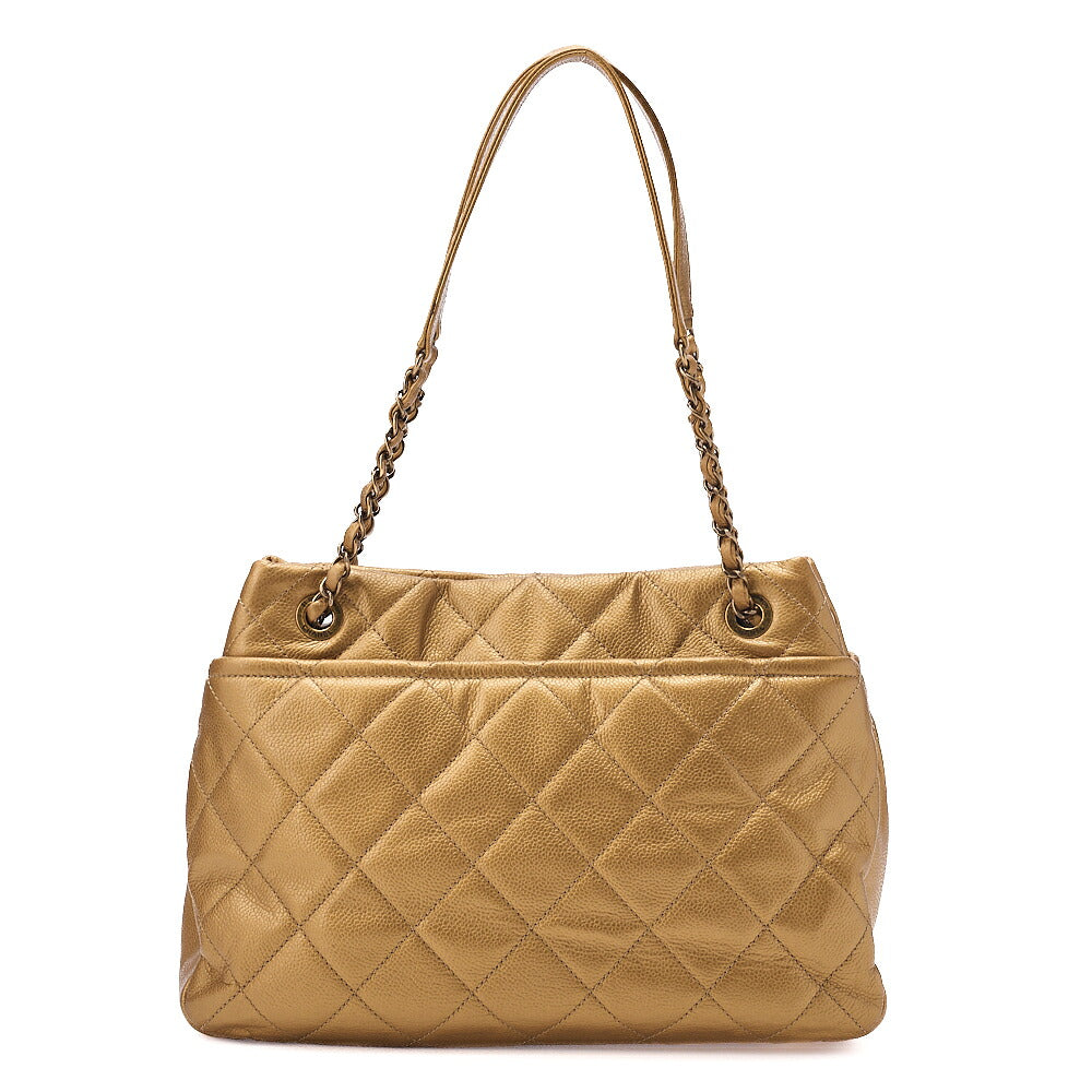 CHANEL Chanel Caviar Skin Deka Coco Mark Chain Shoulder Gold Gold-Tone Hardware, Pre-Owned