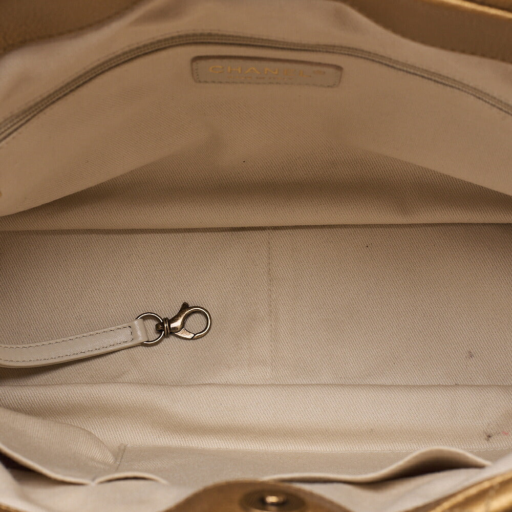 CHANEL Chanel Caviar Skin Deka Coco Mark Chain Shoulder Gold Gold-Tone Hardware, Pre-Owned