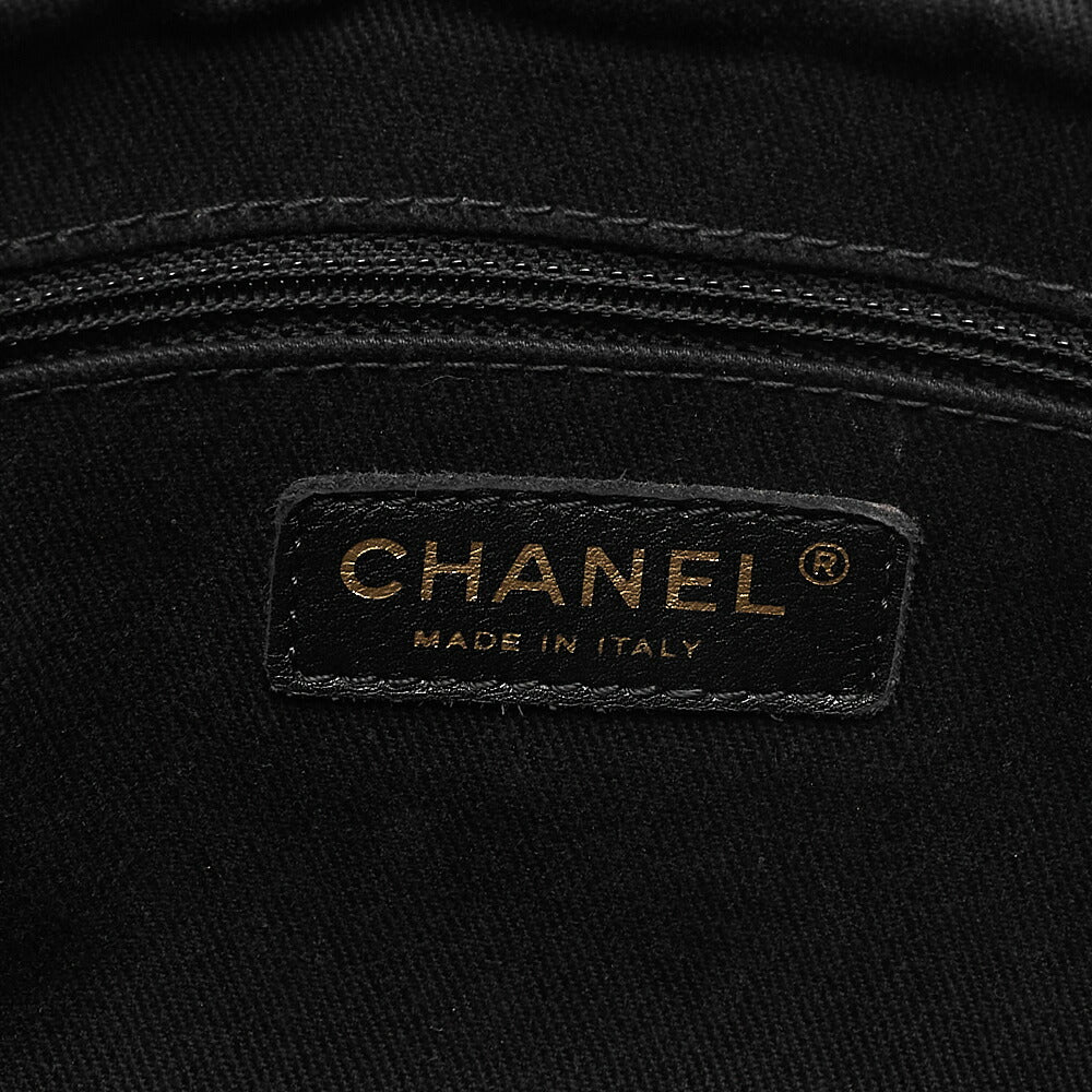 CHANEL Caviar Skin Deka Coco Mark Chain Shoulder Black Gold-Tone Hardware, Pre-Owned