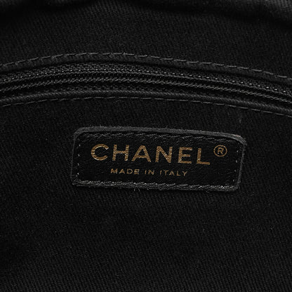 CHANEL Caviar Skin Deka Coco Mark Chain Shoulder Black Gold-Tone Hardware, Pre-Owned