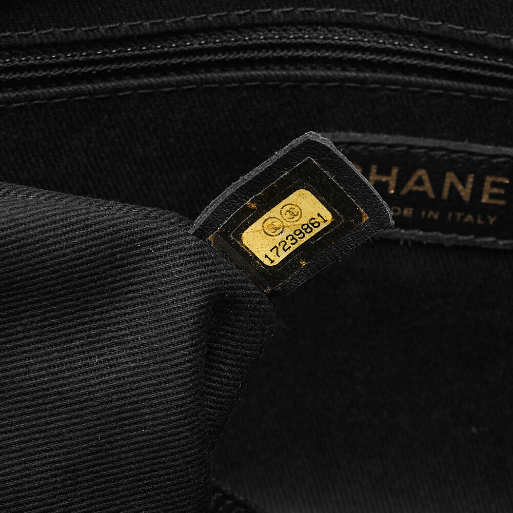CHANEL Caviar Skin Deka Coco Mark Chain Shoulder Black Gold-Tone Hardware, Pre-Owned