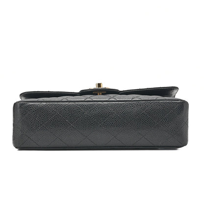 CHANEL Matelasse Double Flap 23cm Chain Shoulder Caviar Skin Black Gold-Tone Hardware, Pre-Owned