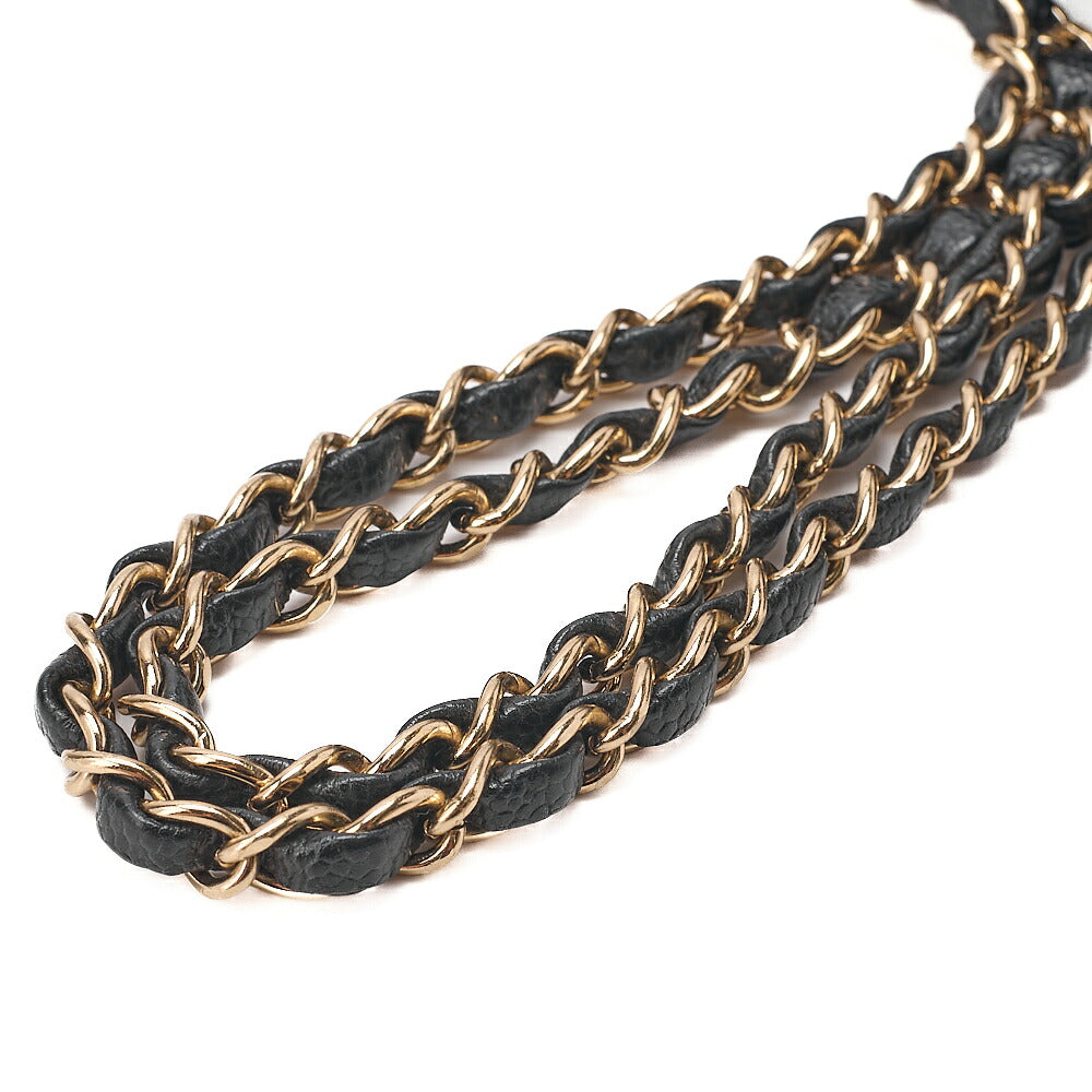 CHANEL Matelasse Double Flap 23cm Chain Shoulder Caviar Skin Black Gold-Tone Hardware, Pre-Owned