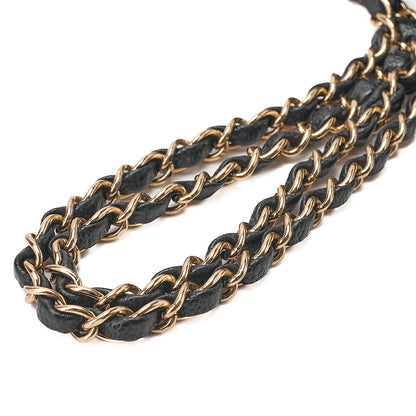 CHANEL Matelasse Double Flap 23cm Chain Shoulder Caviar Skin Black Gold-Tone Hardware, Pre-Owned