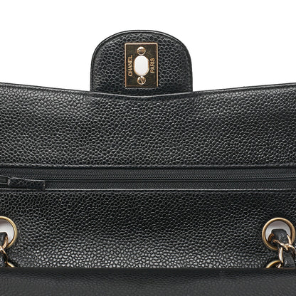CHANEL Matelasse Double Flap 23cm Chain Shoulder Caviar Skin Black Gold-Tone Hardware, Pre-Owned