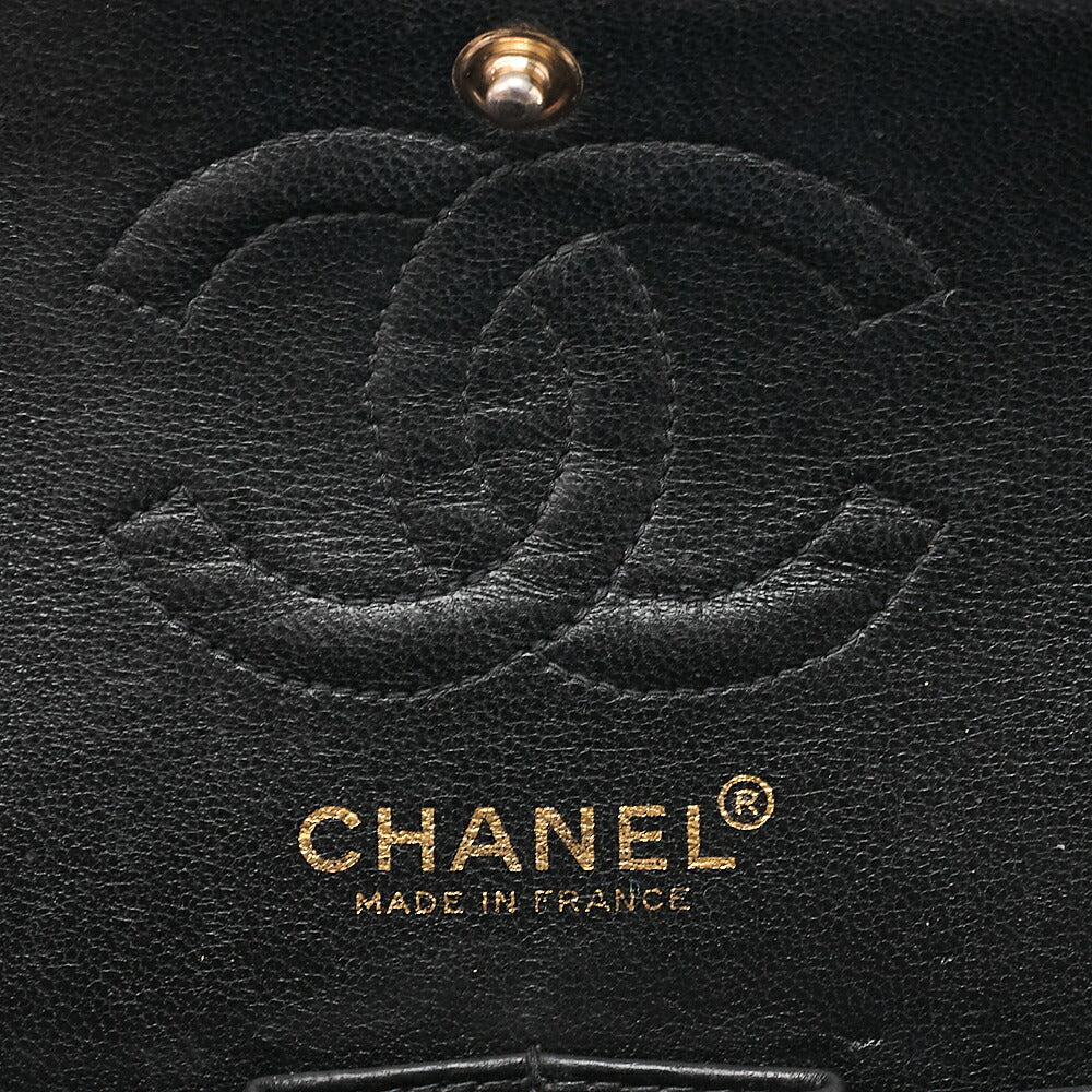 CHANEL Matelasse Double Flap 23cm Chain Shoulder Caviar Skin Black Gold-Tone Hardware, Pre-Owned