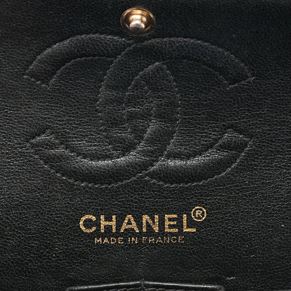 CHANEL Matelasse Double Flap 23cm Chain Shoulder Caviar Skin Black Gold-Tone Hardware, Pre-Owned
