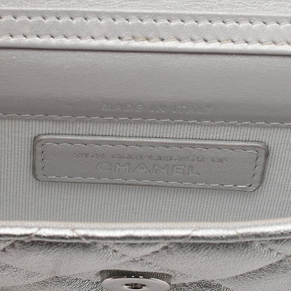 CHANEL Lambskin Minima Lesser Rhinestone Star x Coco Mark Chain Shoulder Pouch Silver-Tone Hardware, Pre-Owned