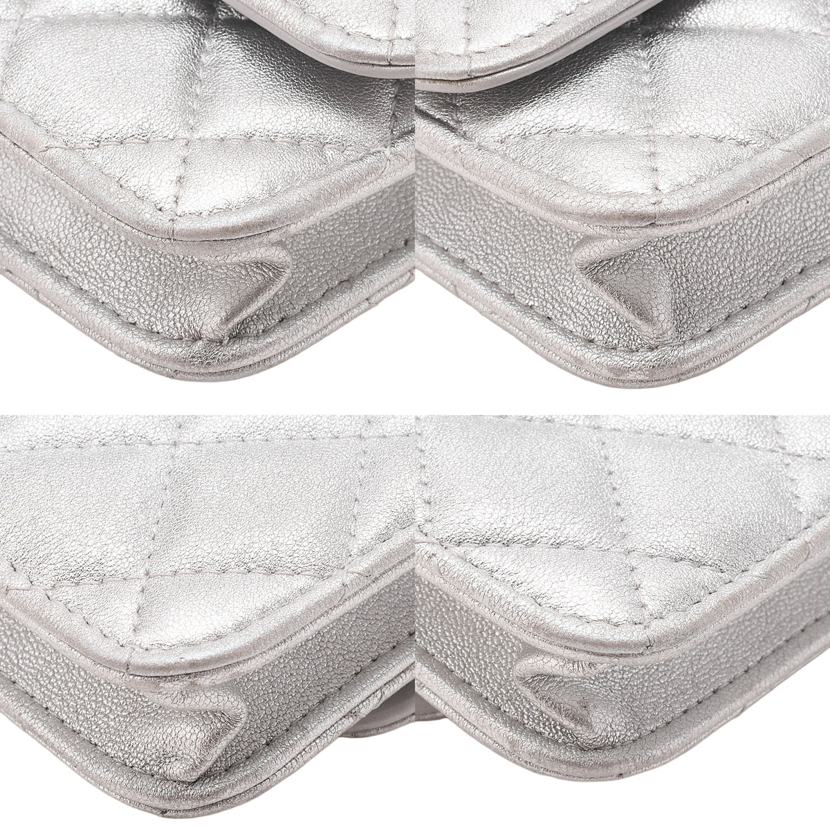 CHANEL Lambskin Minima Lesser Rhinestone Star x Coco Mark Chain Shoulder Pouch Silver-Tone Hardware, Pre-Owned
