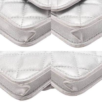 CHANEL Lambskin Minima Lesser Rhinestone Star x Coco Mark Chain Shoulder Pouch Silver-Tone Hardware, Pre-Owned