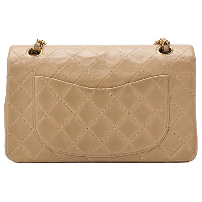 CHANEL Chain Shoulder Bag Matelasse 23cm Double Flap Lambskin Beige Gold-Tone Hardware, Pre-Owned