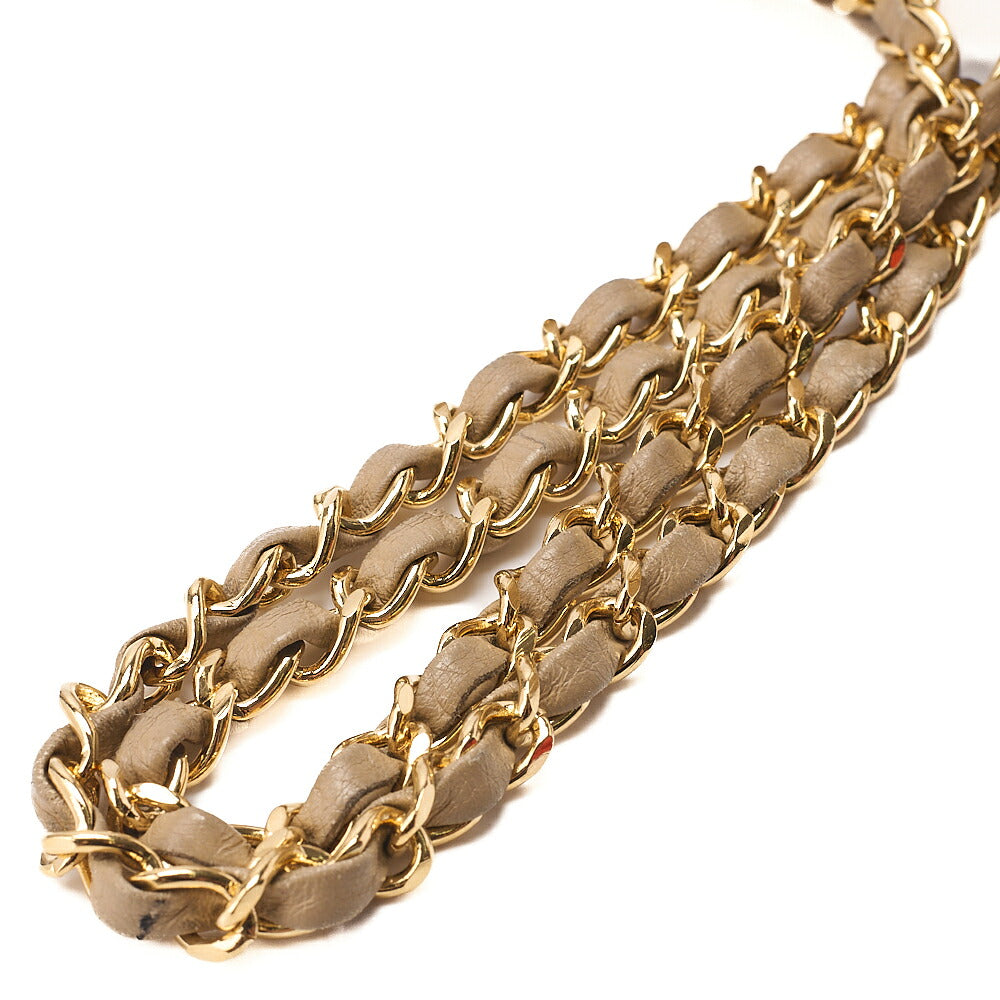 CHANEL Chain Shoulder Bag Matelasse 23cm Double Flap Lambskin Beige Gold-Tone Hardware, Pre-Owned