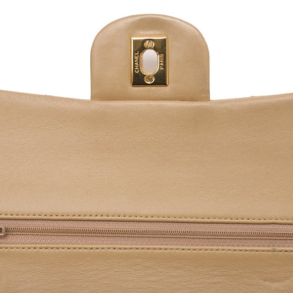 CHANEL Chain Shoulder Bag Matelasse 23cm Double Flap Lambskin Beige Gold-Tone Hardware, Pre-Owned