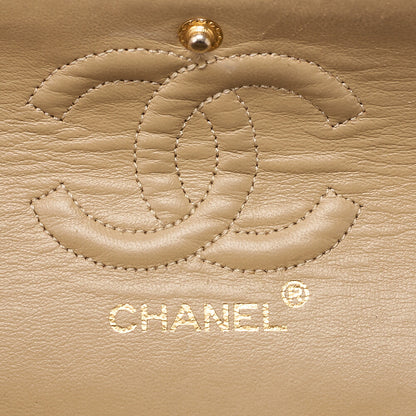 CHANEL Chain Shoulder Bag Matelasse 23cm Double Flap Lambskin Beige Gold-Tone Hardware, Pre-Owned