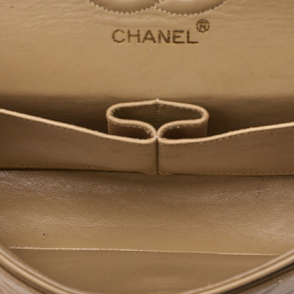 CHANEL Chain Shoulder Bag Matelasse 23cm Double Flap Lambskin Beige Gold-Tone Hardware, Pre-Owned