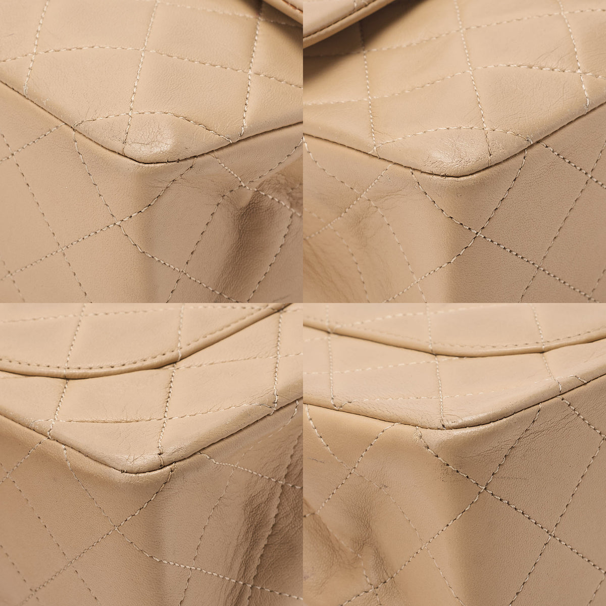 CHANEL Chain Shoulder Bag Matelasse 23cm Double Flap Lambskin Beige Gold-Tone Hardware, Pre-Owned