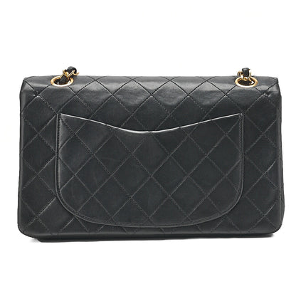 CHANEL Matelasse Double Flap 23cm Chain Shoulder Lambskin Black Gold-Tone Hardware, Pre-Owned