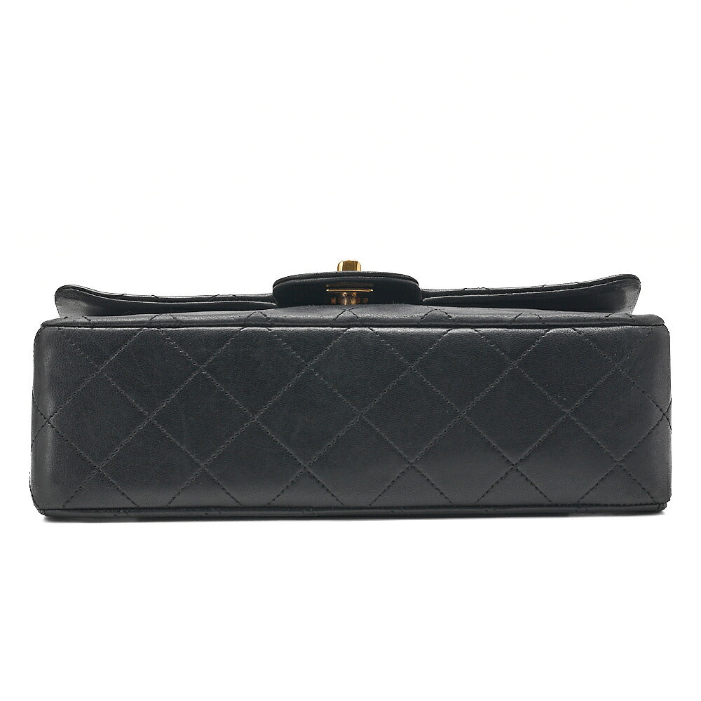 CHANEL Matelasse Double Flap 23cm Chain Shoulder Lambskin Black Gold-Tone Hardware, Pre-Owned