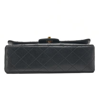 CHANEL Matelasse Double Flap 23cm Chain Shoulder Lambskin Black Gold-Tone Hardware, Pre-Owned