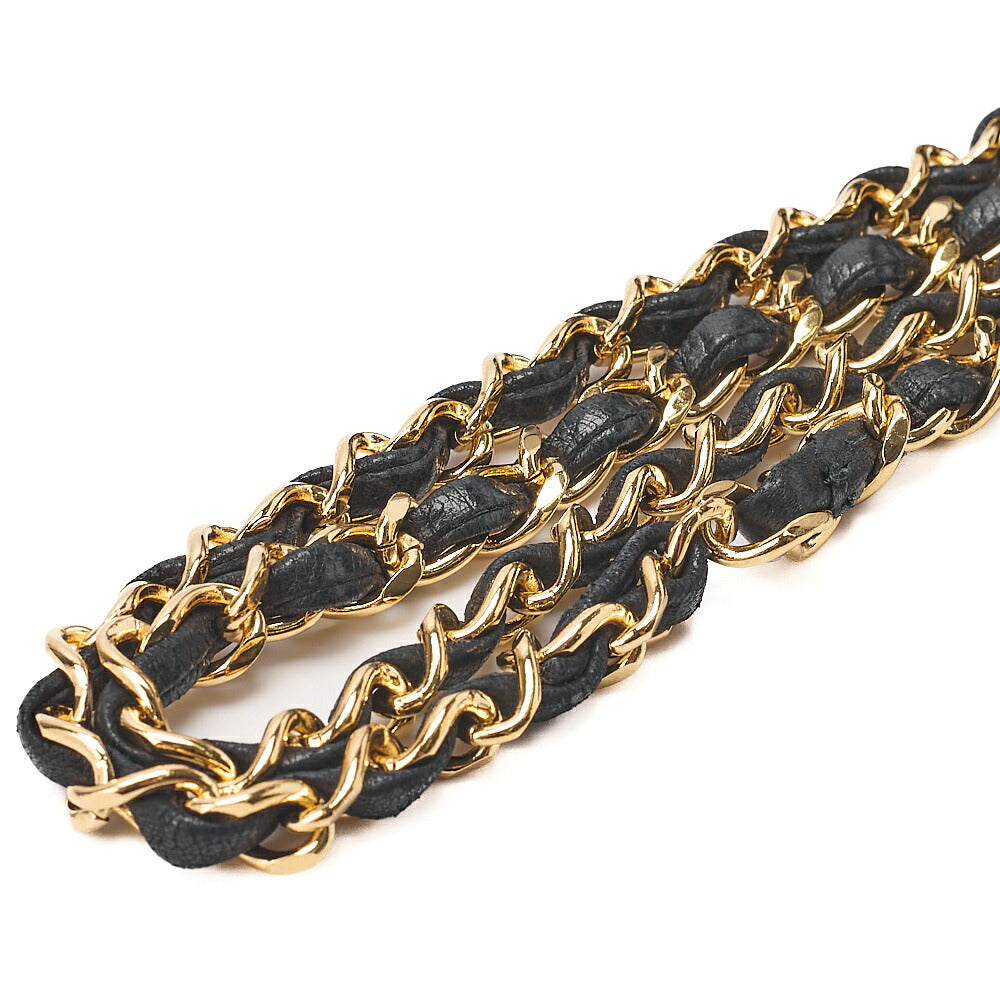 CHANEL Matelasse Double Flap 23cm Chain Shoulder Lambskin Black Gold-Tone Hardware, Pre-Owned