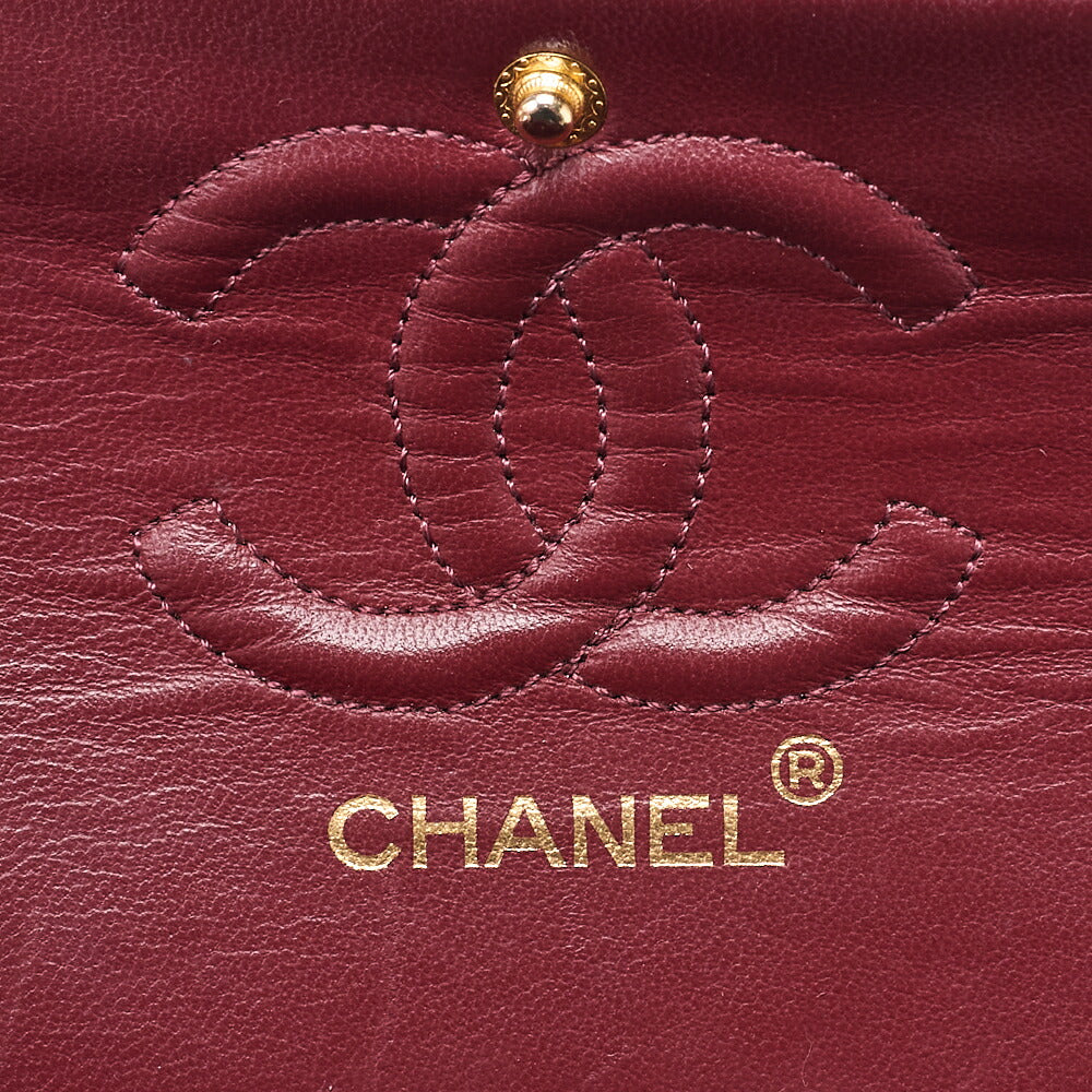 CHANEL Matelasse Double Flap 23cm Chain Shoulder Lambskin Black Gold-Tone Hardware, Pre-Owned