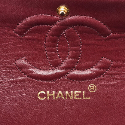 CHANEL Matelasse Double Flap 23cm Chain Shoulder Lambskin Black Gold-Tone Hardware, Pre-Owned