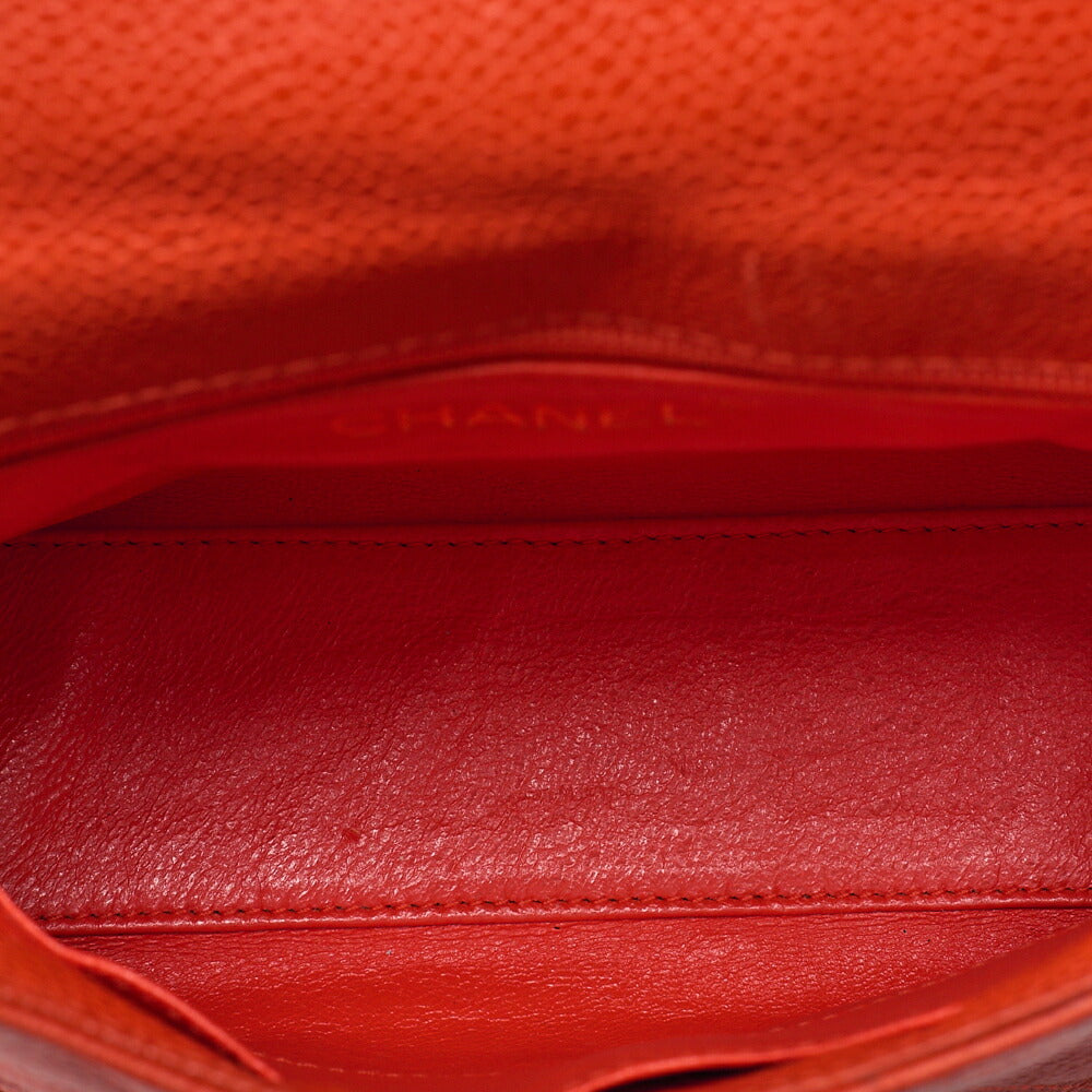 CHANEL Caviar Skin Matelasse Coco Mark Turn Lock Shoulder Bag Orange Pink Gold-Tone Hardware, Pre-Owned
