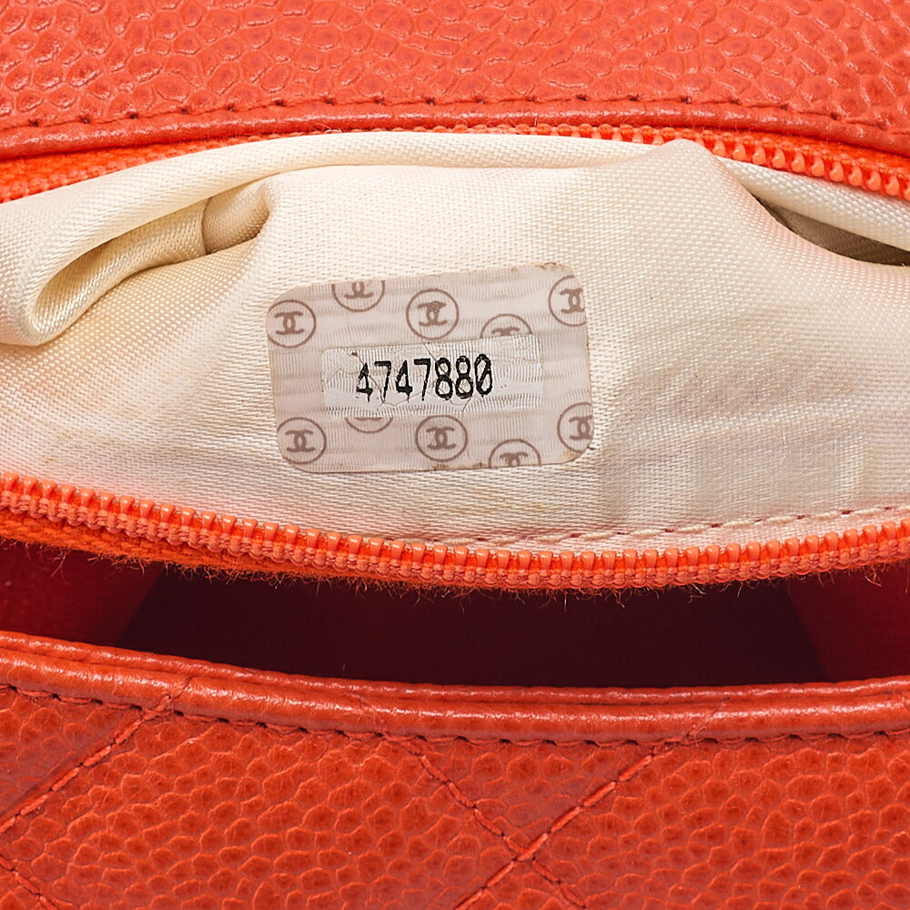 CHANEL Caviar Skin Matelasse Coco Mark Turn Lock Shoulder Bag Orange Pink Gold-Tone Hardware, Pre-Owned