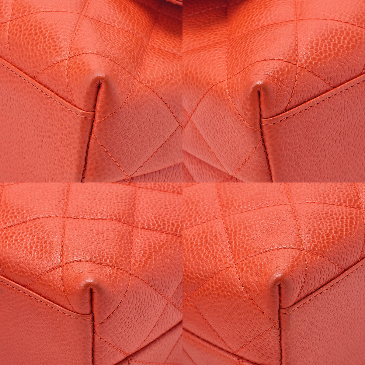 CHANEL Caviar Skin Matelasse Coco Mark Turn Lock Shoulder Bag Orange Pink Gold-Tone Hardware, Pre-Owned