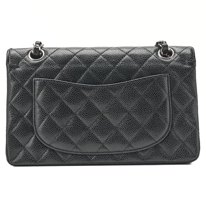 CHANEL Matelasse Double Flap 23cm Chain Shoulder Caviar Skin Black Silver-Tone Hardware, Pre-Owned