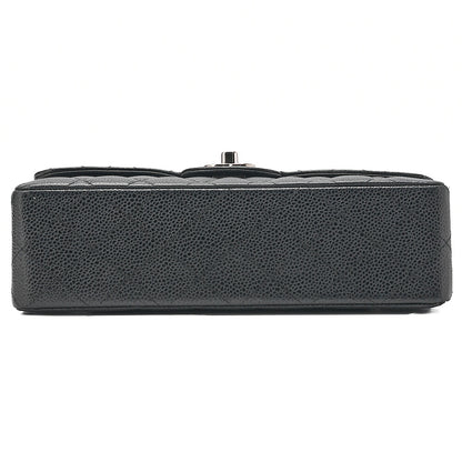 CHANEL Matelasse Double Flap 23cm Chain Shoulder Caviar Skin Black Silver-Tone Hardware, Pre-Owned