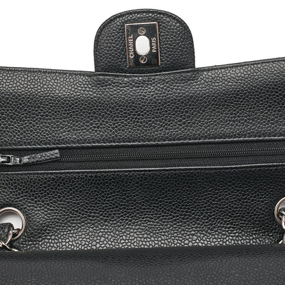 CHANEL Matelasse Double Flap 23cm Chain Shoulder Caviar Skin Black Silver-Tone Hardware, Pre-Owned