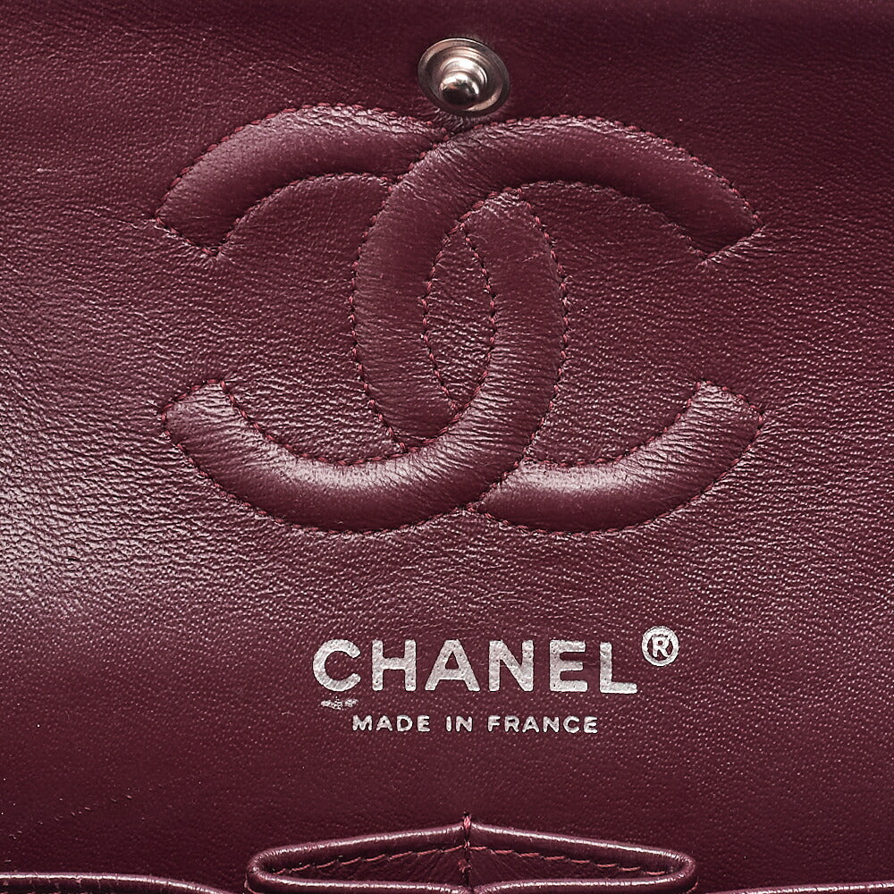 CHANEL Matelasse Double Flap 23cm Chain Shoulder Caviar Skin Black Silver-Tone Hardware, Pre-Owned