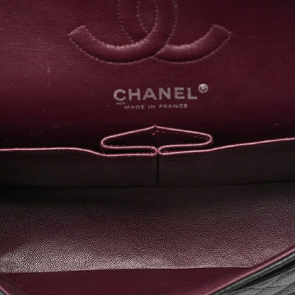 CHANEL Matelasse Double Flap 23cm Chain Shoulder Caviar Skin Black Silver-Tone Hardware, Pre-Owned