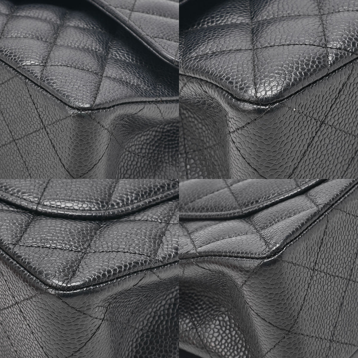 CHANEL Matelasse Double Flap 23cm Chain Shoulder Caviar Skin Black Silver-Tone Hardware, Pre-Owned