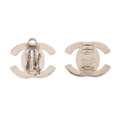 CHANEL Coco Mark Turn Lock 96P Earrings GP Silver (Silver Plating) Silver-Tone Hardware, Pre-Owned