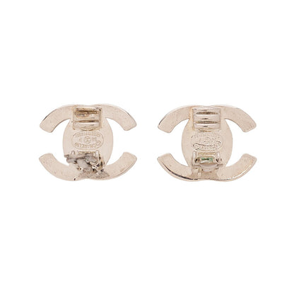 CHANEL Coco Mark Turn Lock 96P Earrings GP Silver (Silver Plating) Silver-Tone Hardware, Pre-Owned