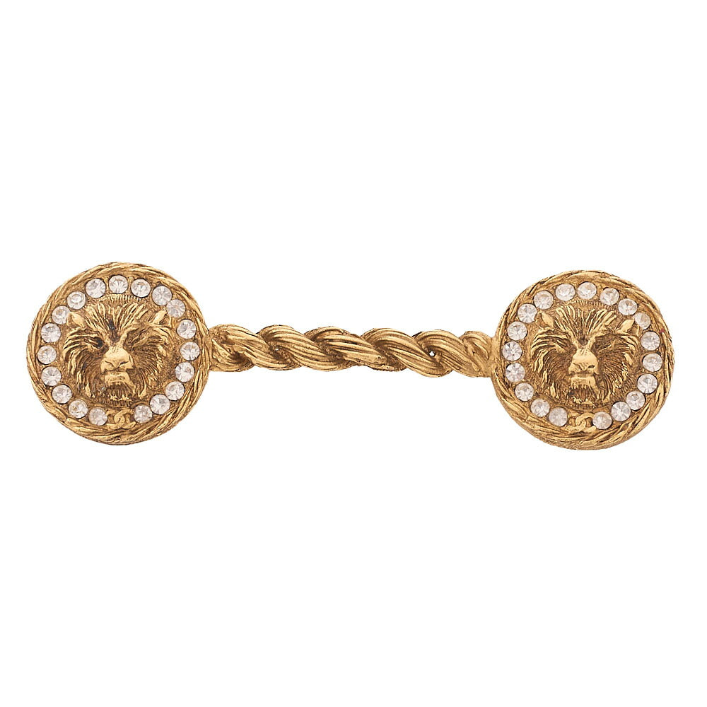 CHANEL Lion Icon Rhinestone Brooch Gold (Gold Plated) Gold-Tone Hardware, Pre-Owned