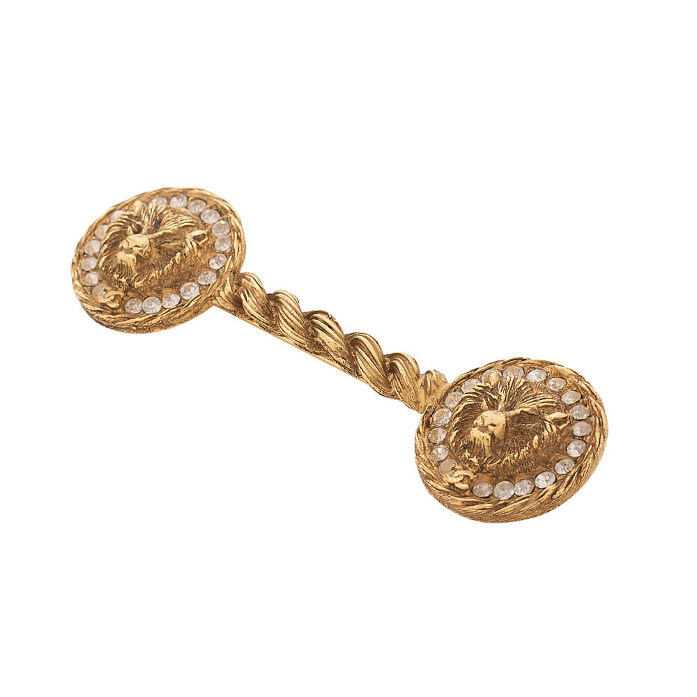CHANEL Lion Icon Rhinestone Brooch Gold (Gold Plated) Gold-Tone Hardware, Pre-Owned