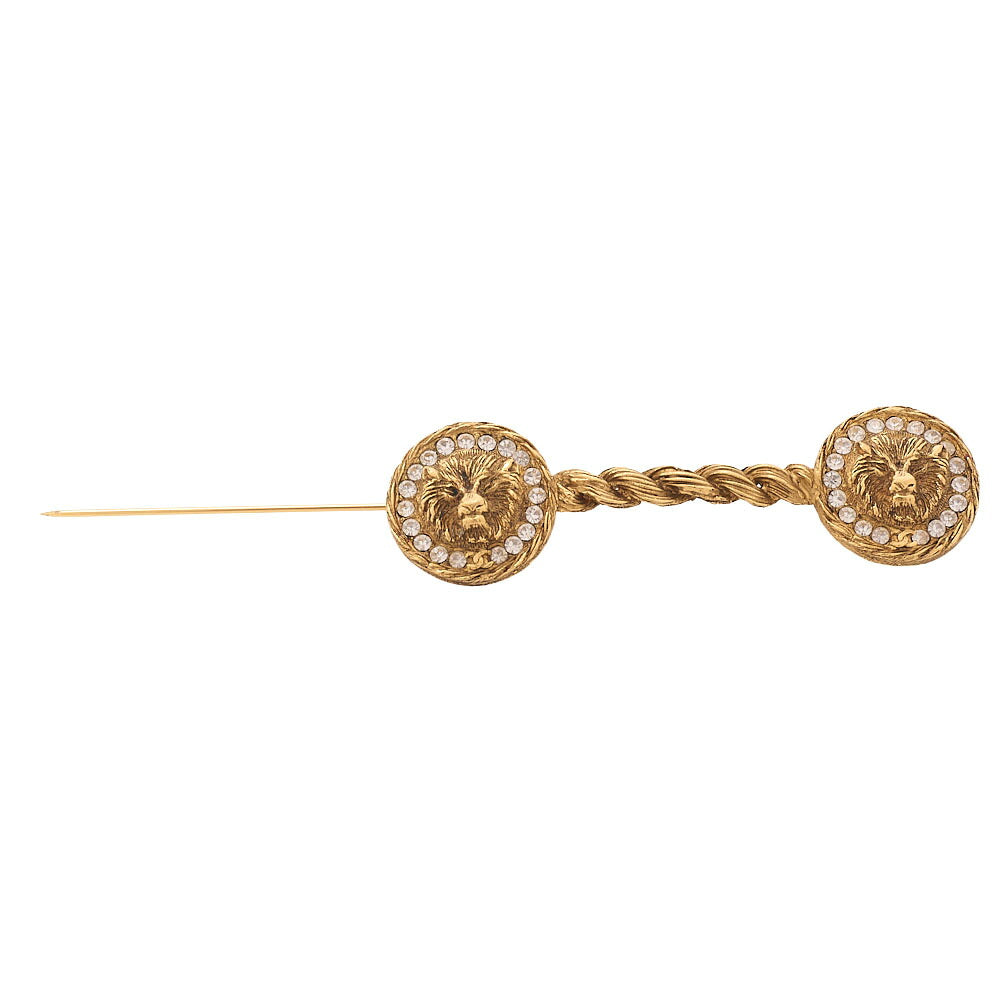 CHANEL Lion Icon Rhinestone Brooch Gold (Gold Plated) Gold-Tone Hardware, Pre-Owned