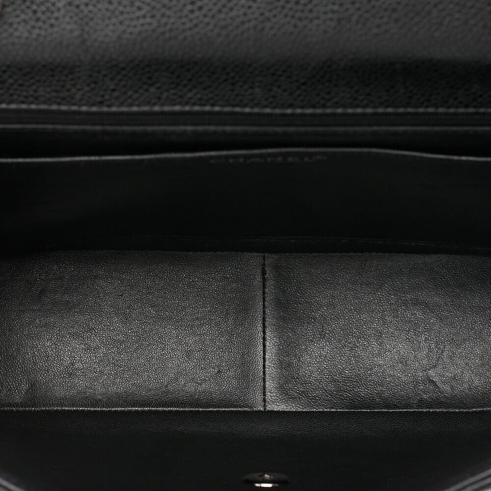 CHANEL Caviar Skin Decamatatorass? 30cm Single Flap Chain Shoulder Bag Black Silver-Tone Hardware, Pre-Owned