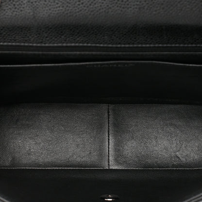 CHANEL Caviar Skin Decamatatorass? 30cm Single Flap Chain Shoulder Bag Black Silver-Tone Hardware, Pre-Owned