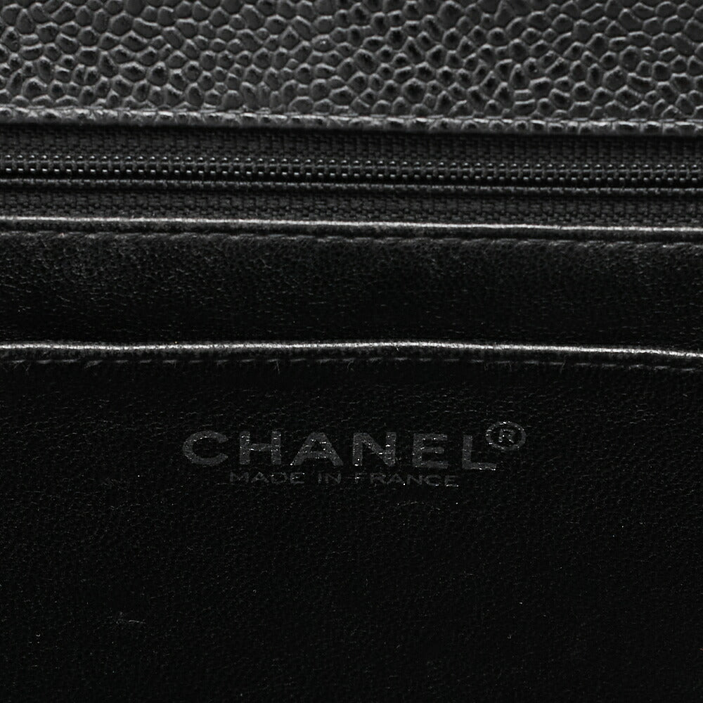 CHANEL Caviar Skin Decamatatorass? 30cm Single Flap Chain Shoulder Bag Black Silver-Tone Hardware, Pre-Owned