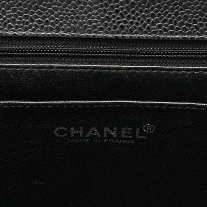CHANEL Caviar Skin Decamatatorass? 30cm Single Flap Chain Shoulder Bag Black Silver-Tone Hardware, Pre-Owned