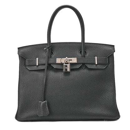 HERMES Birkin 30 Handbag Togo Black (Silver Hardware) Silver-Tone Hardware, Pre-Owned