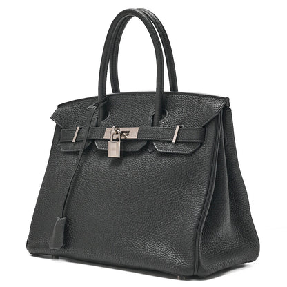 HERMES Birkin 30 Handbag Togo Black (Silver Hardware) Silver-Tone Hardware, Pre-Owned