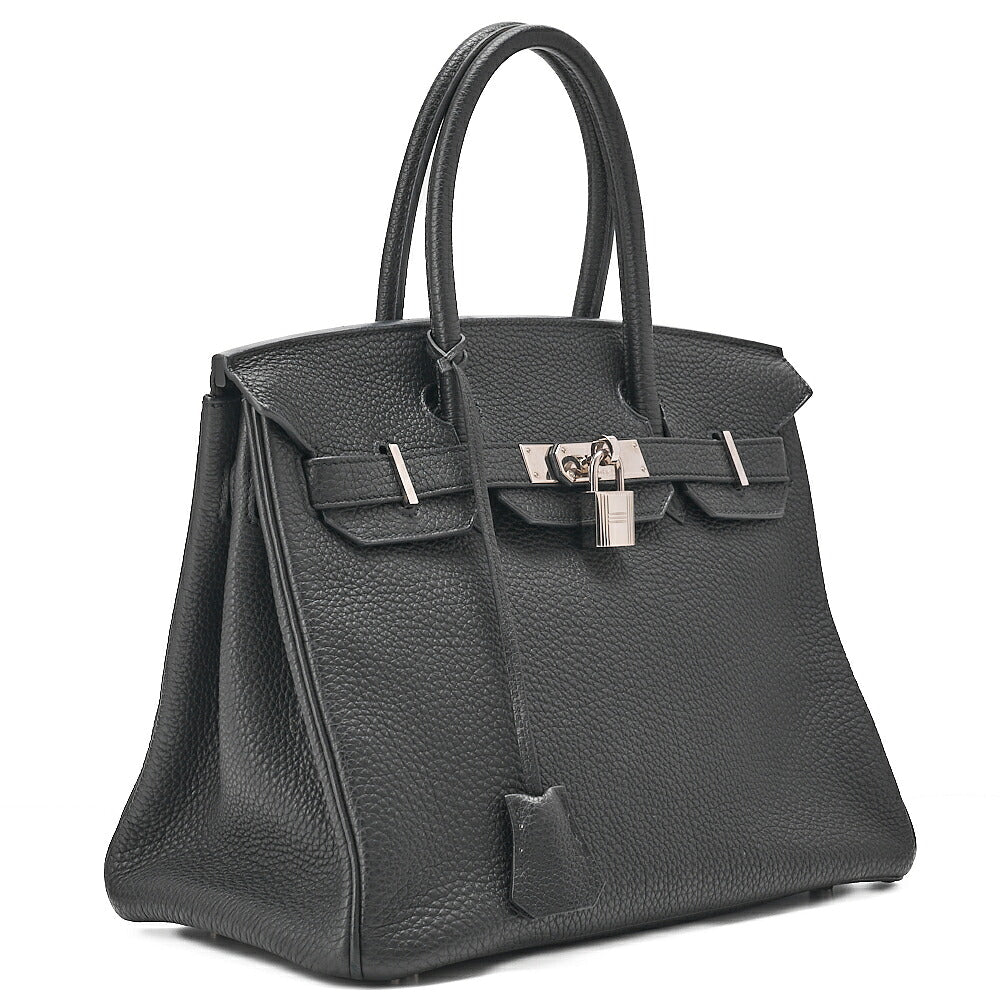 HERMES Birkin 30 Handbag Togo Black (Silver Hardware) Silver-Tone Hardware, Pre-Owned